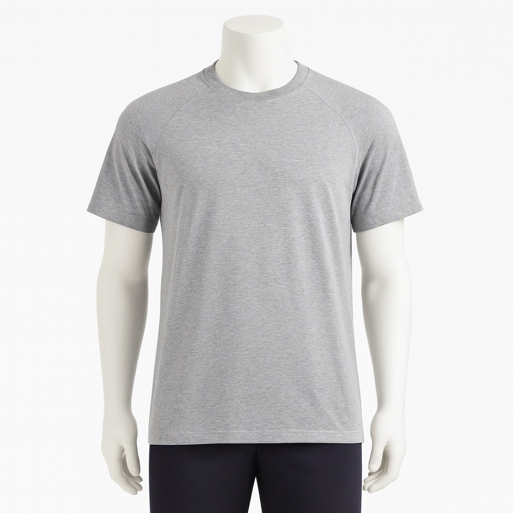 Fabletics Mens Gray T Shirt Large Performance Training Gym Athletic Short Sleeve